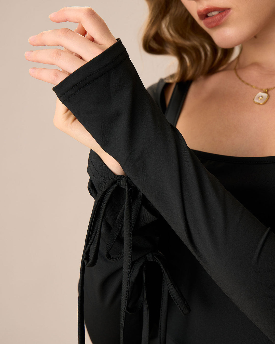 SALE | Black Women's Long Sleeve Mini Dress with Square Neck
