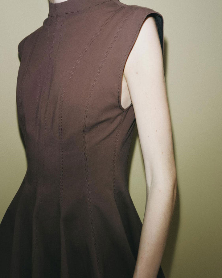 SALE | Brown Sleeveless A-Line Mini Dress