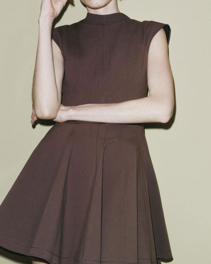 SALE | Brown Sleeveless A-Line Mini Dress
