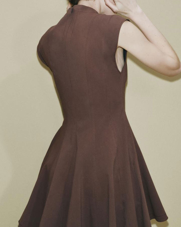 SALE | Brown Sleeveless A-Line Mini Dress