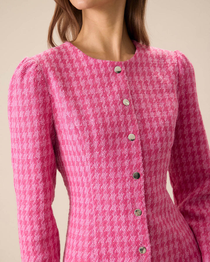 SALE | Chic Women's Pink Single-Breasted Tweed Miniskirt - Perfect for Style and Elegance