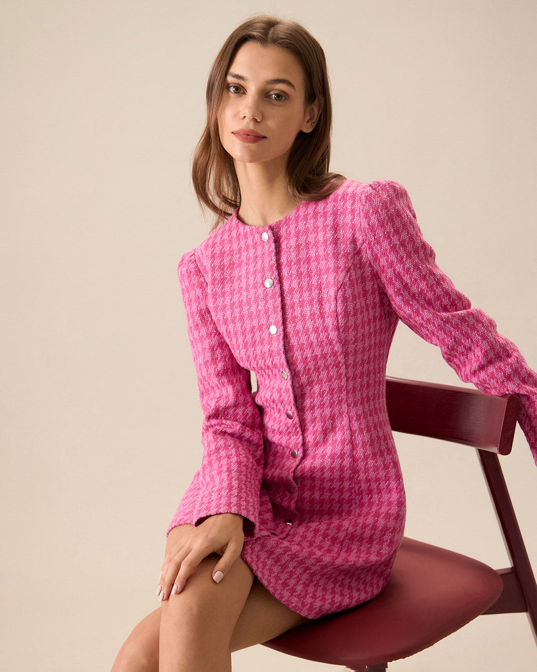 SALE | Chic Women's Pink Single-Breasted Tweed Miniskirt - Perfect for Style and Elegance