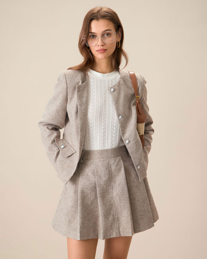 SALE | Mini skirt with pockets and pleats in khaki color