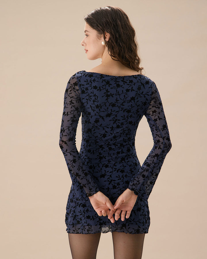 SALE | Elegant Blue Long Transparent Mini Dress for Women