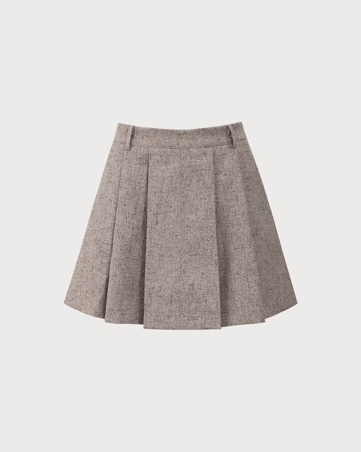 SALE | Mini skirt with pockets and pleats in khaki color