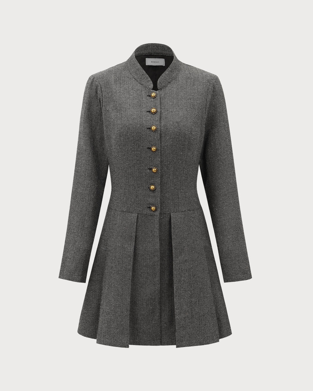 SALE | Elegant Gray Buttoned Pleated Mini Dress
