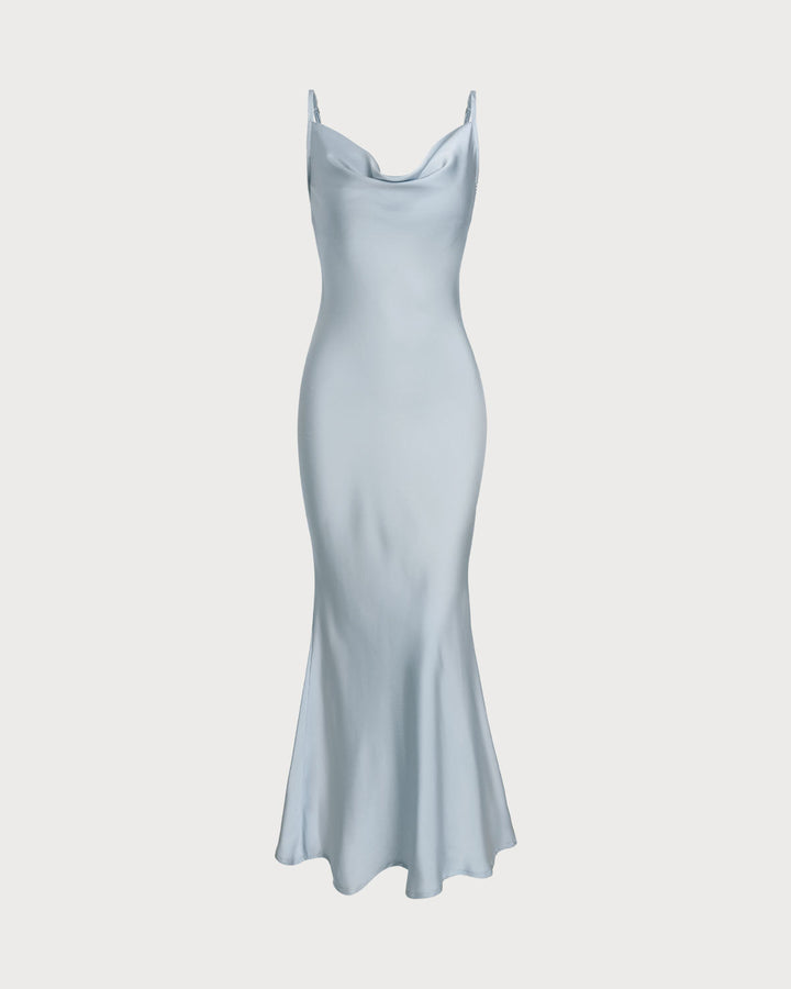 SALE | Grey Satin Slip Maxi Dress