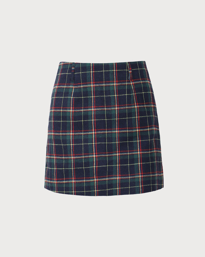 SALE | Green Plaid High-Waisted Short Skirt for a Trendy and Chic Look