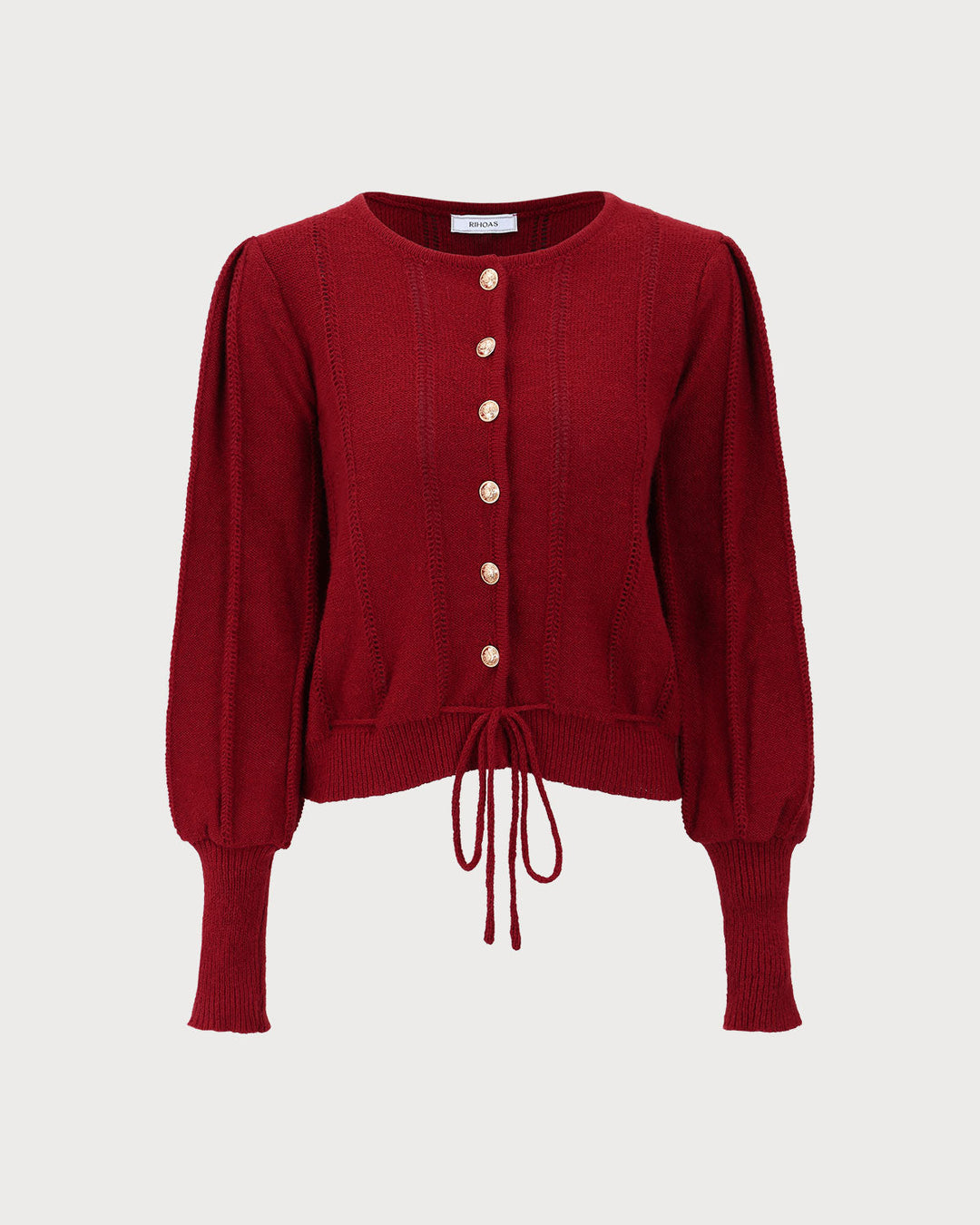 SALE | Red Lanterne Sleeve Cardigan with Single Buttons