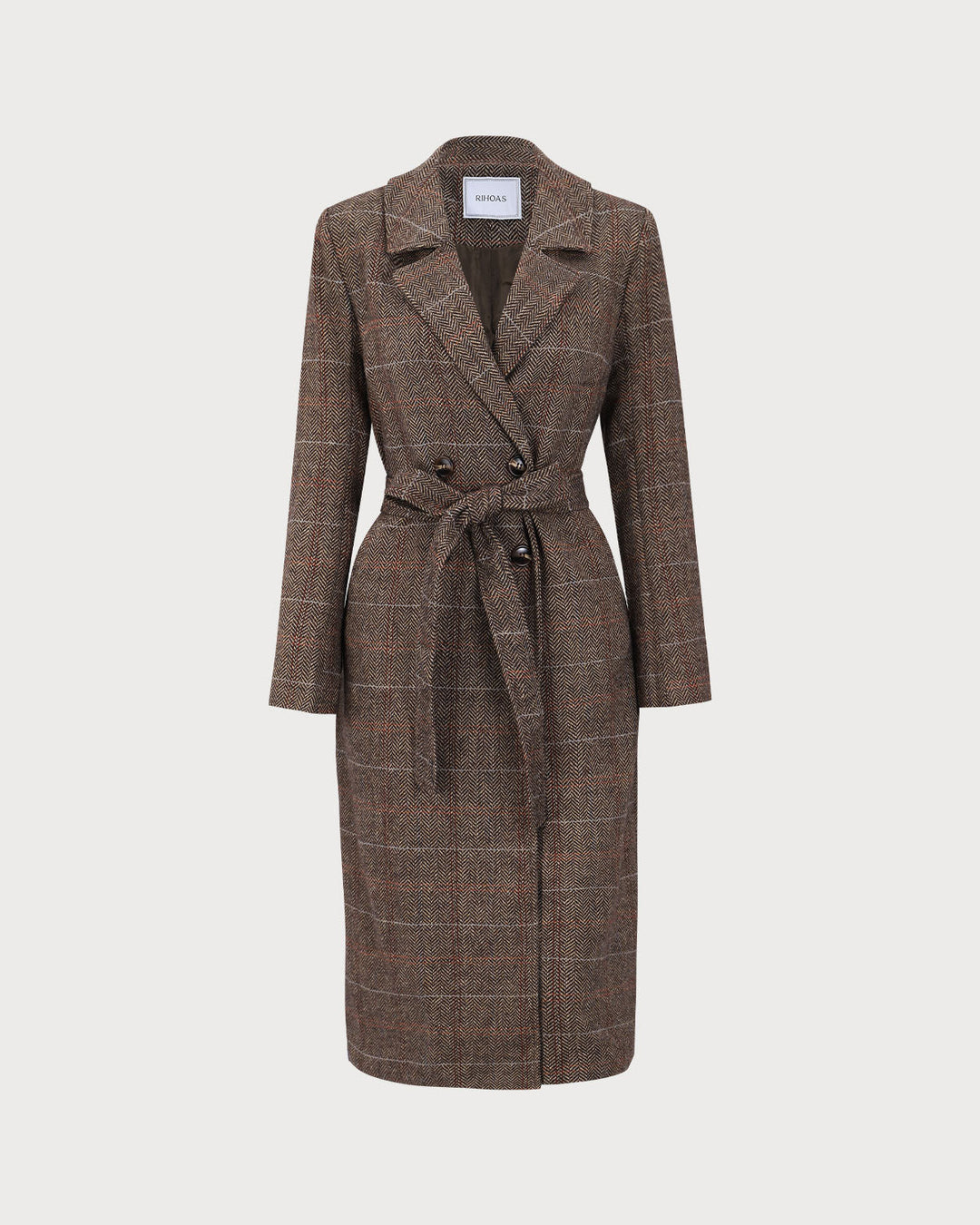 SALE | The Stylish Coffee-Colored Double Breasted Lapel Belted Coat