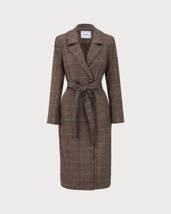 SALE | The Stylish Coffee-Colored Double Breasted Lapel Belted Coat