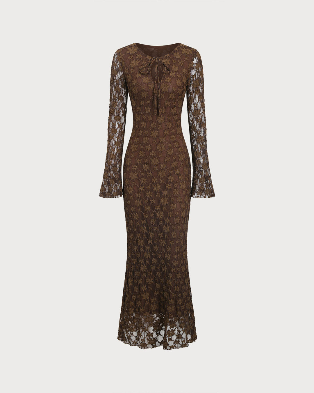 SALE | Brown Floral Bell Sleeve Maxi Dress