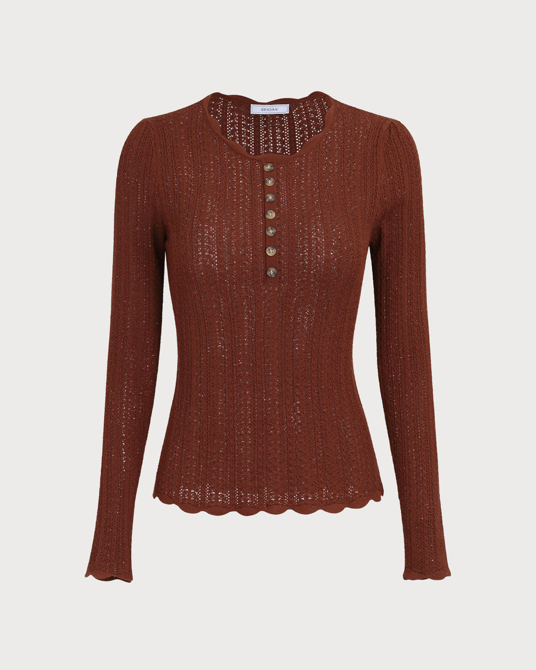 SALE | Women’s round neck sweater, slim elegant brown sweater