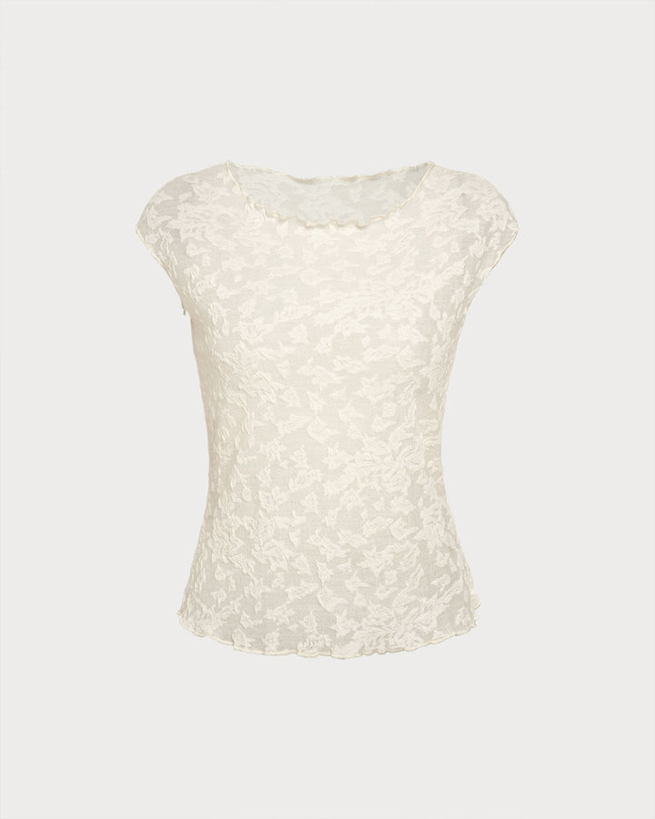 SALE | Beige Textured See Through Tee