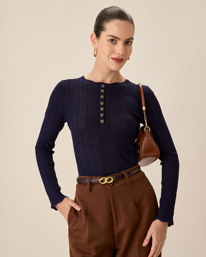 SALE | Blue slim fit round neck sweater