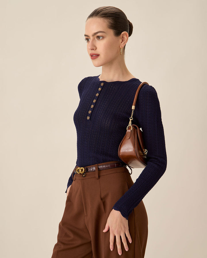 SALE | Blue slim fit round neck sweater