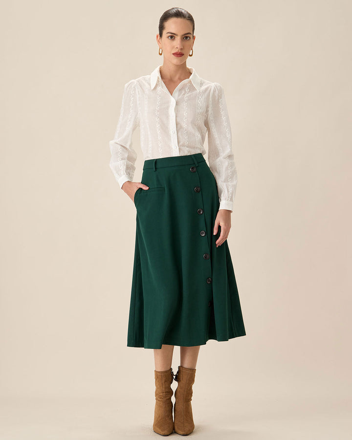 SALE | Elegant White Jacquard Button-Up Shirt for a Sophisticated Look