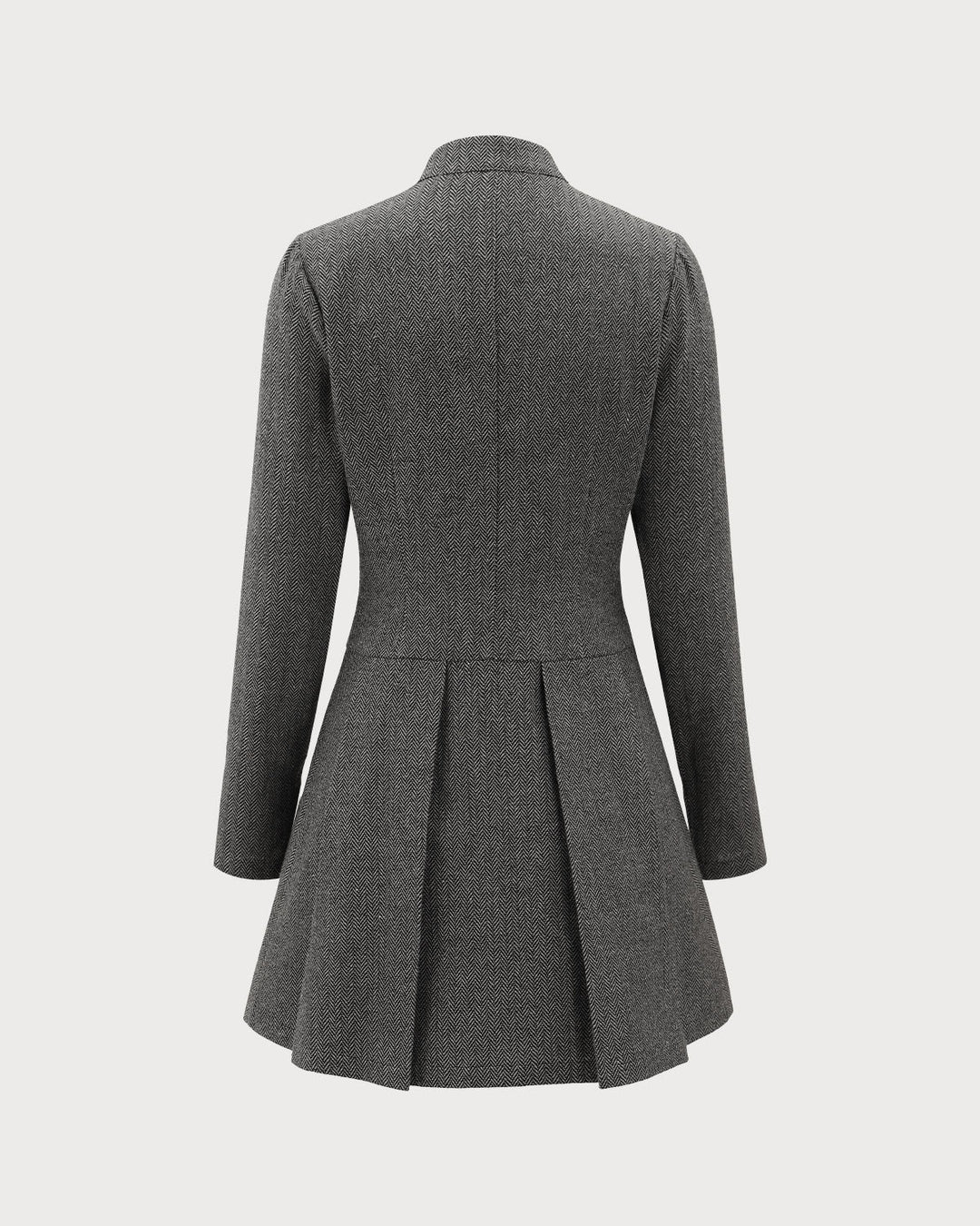 SALE | Elegant Gray Buttoned Pleated Mini Dress