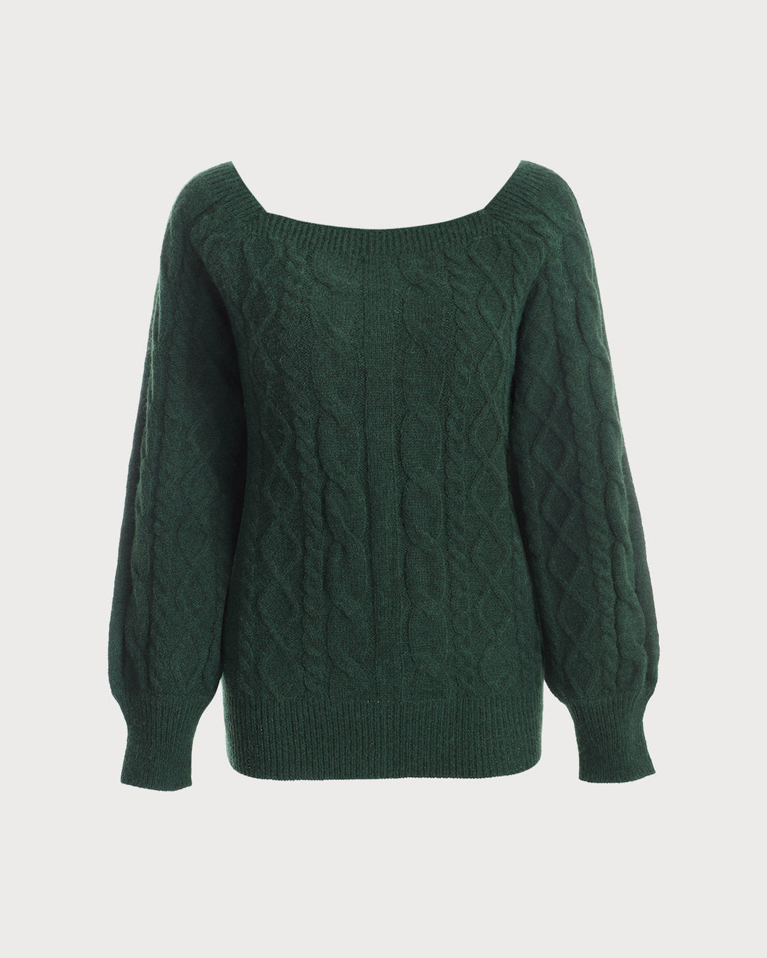 SALE | Green twisted knit round neck sweatshirt - Romantic elegance and comfort guaranteed