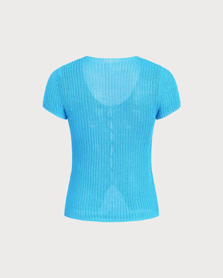 SALE | Blue V Neck Knit Cardigan