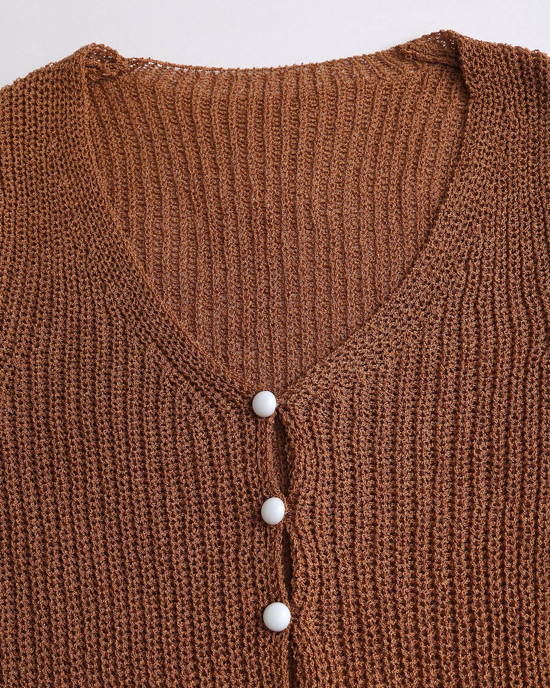 SALE | Brown V Neck Knit Cardigan