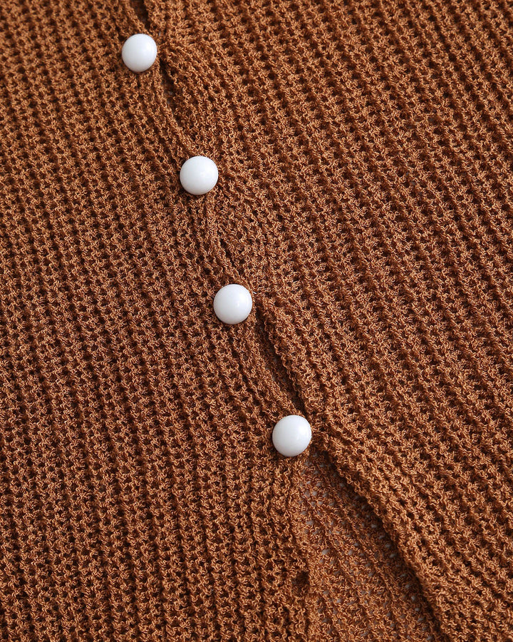 SALE | Brown V Neck Knit Cardigan