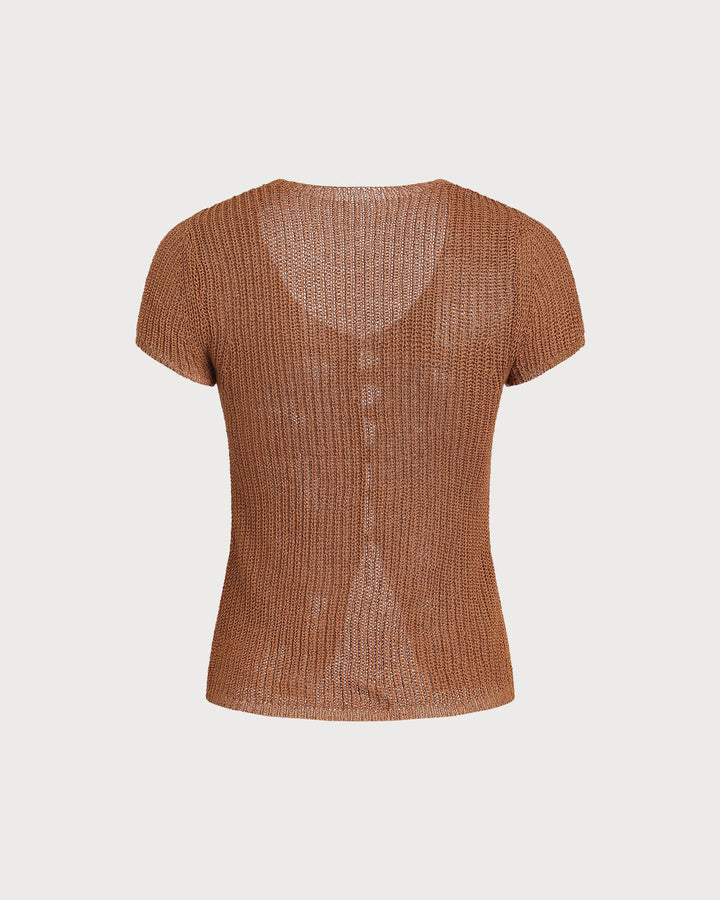 SALE | Brown V Neck Knit Cardigan
