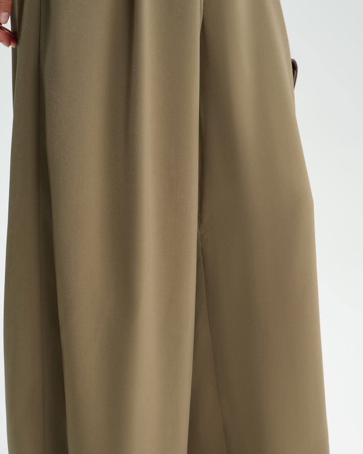 SALE | Khaki Natural Waisted Wide Leg Casual Pants