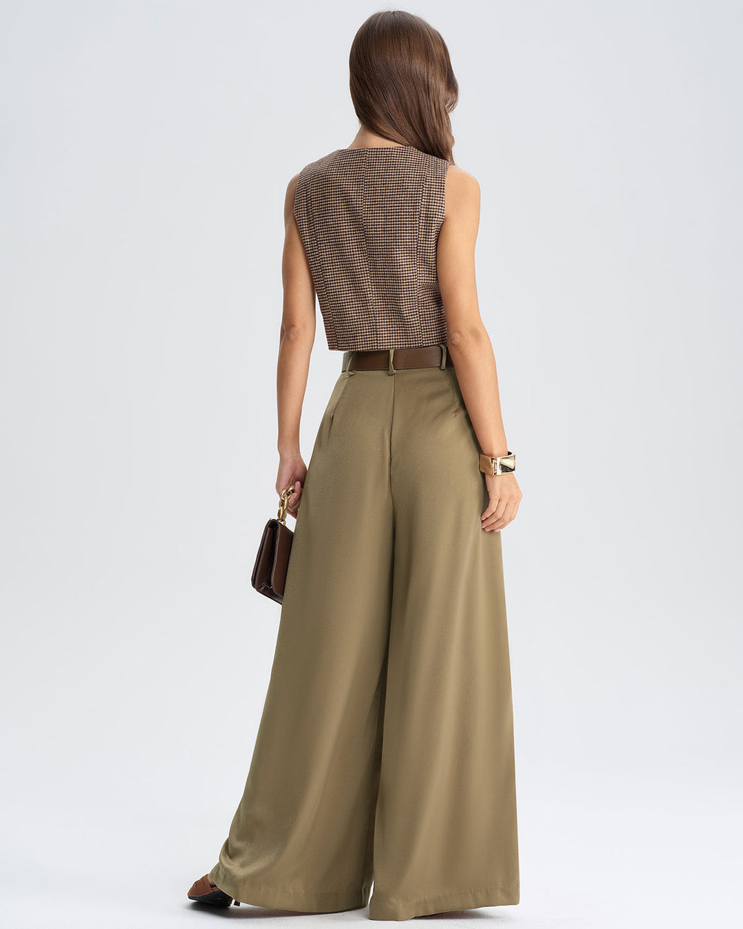 SALE | Khaki Natural Waisted Wide Leg Casual Pants