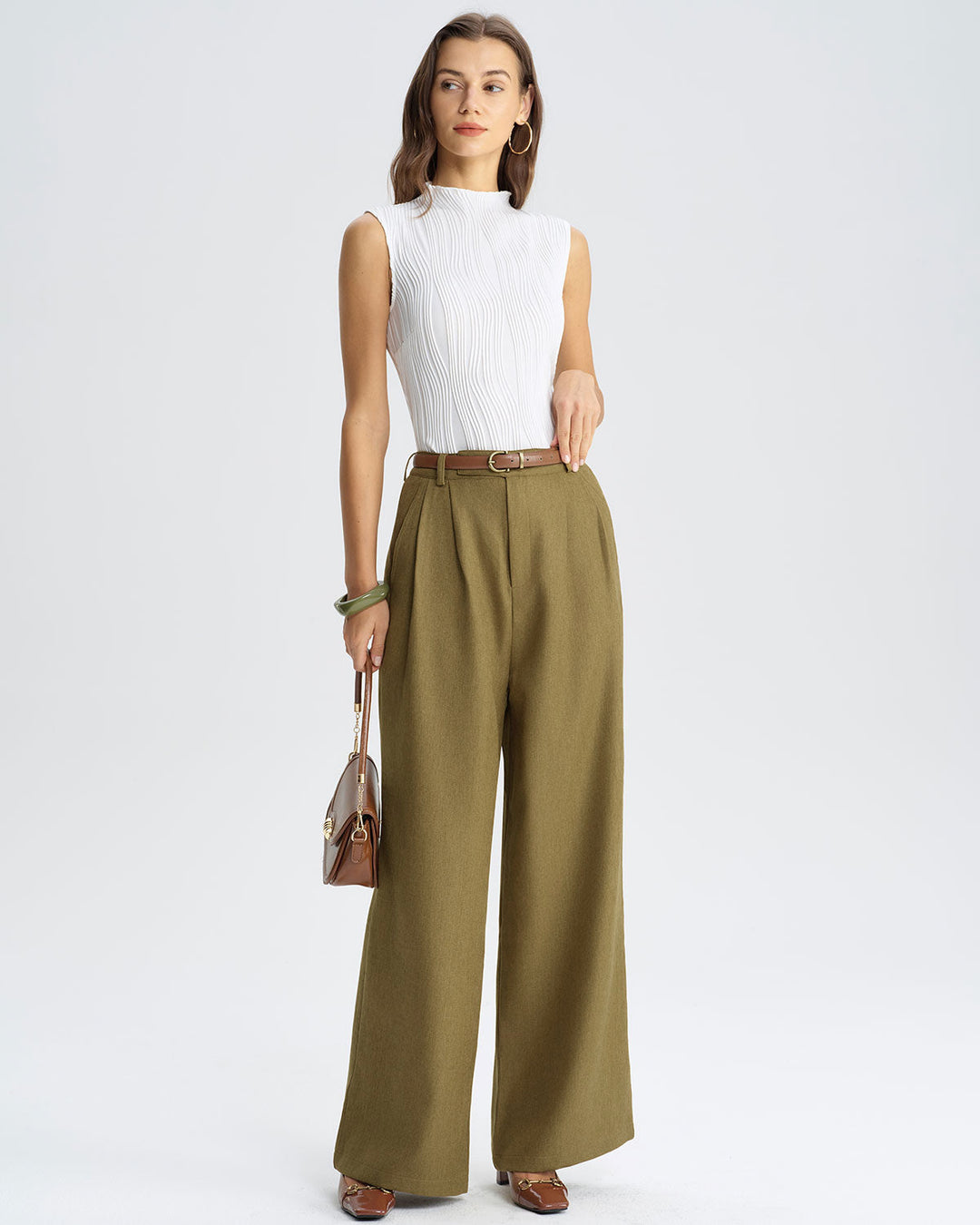 SALE | Green Natural Waisted Straight Pants