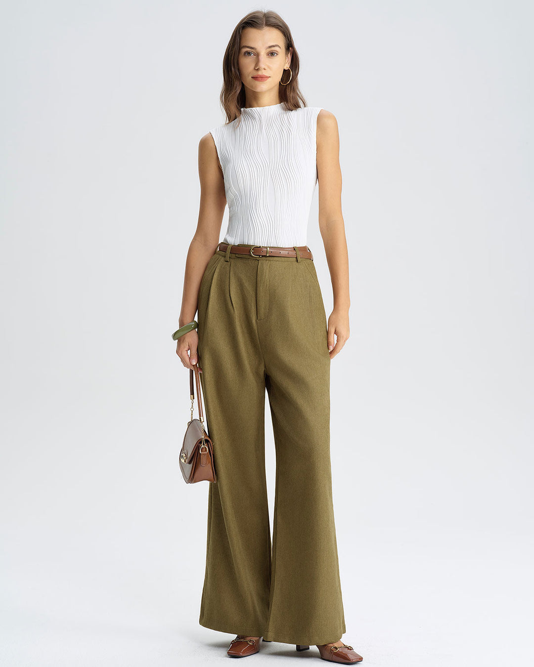 SALE | Green Natural Waisted Straight Pants