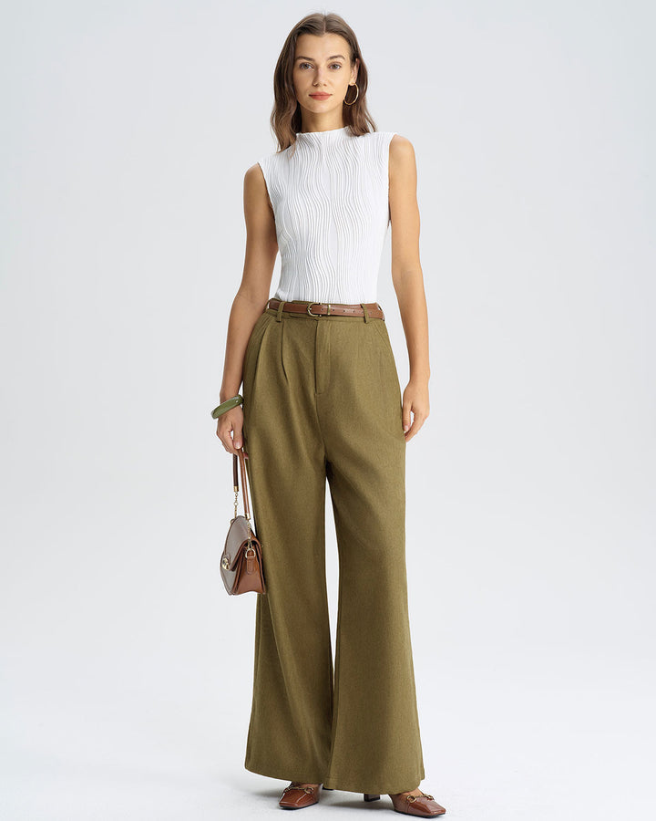 SALE | Green Natural Waisted Straight Pants