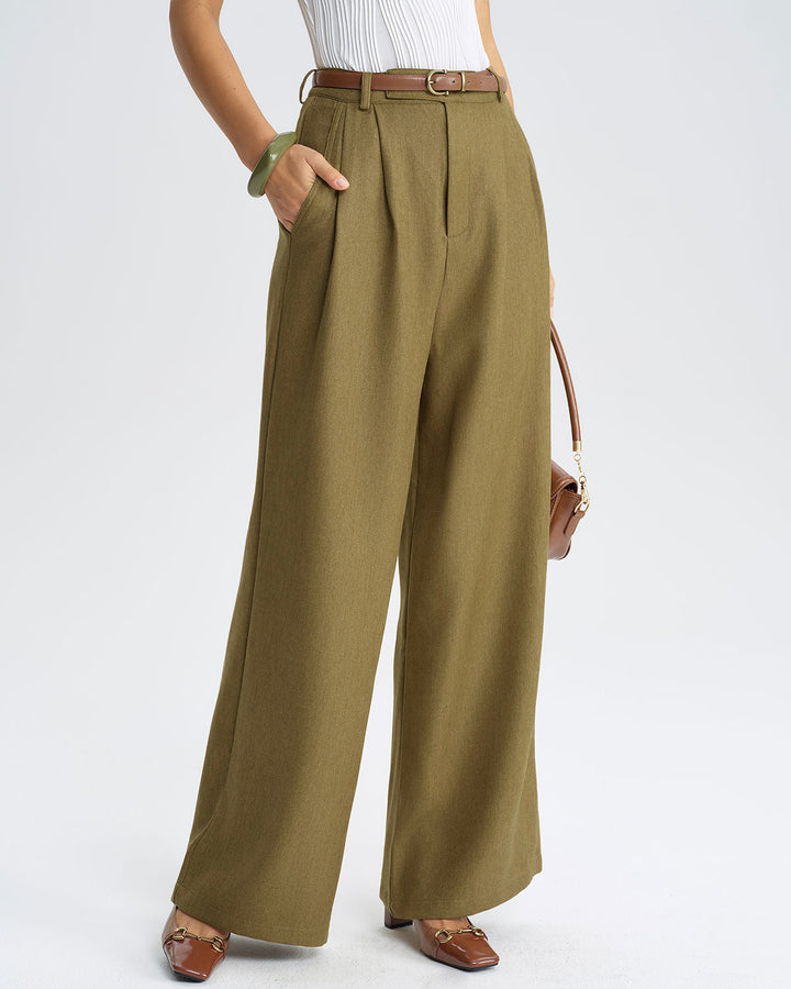 SALE | Green Natural Waisted Straight Pants
