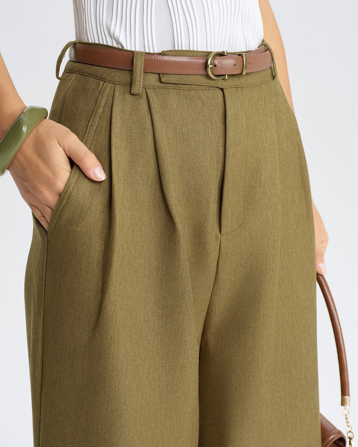 SALE | Green Natural Waisted Straight Pants