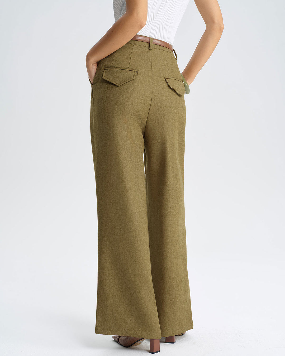SALE | Green Natural Waisted Straight Pants