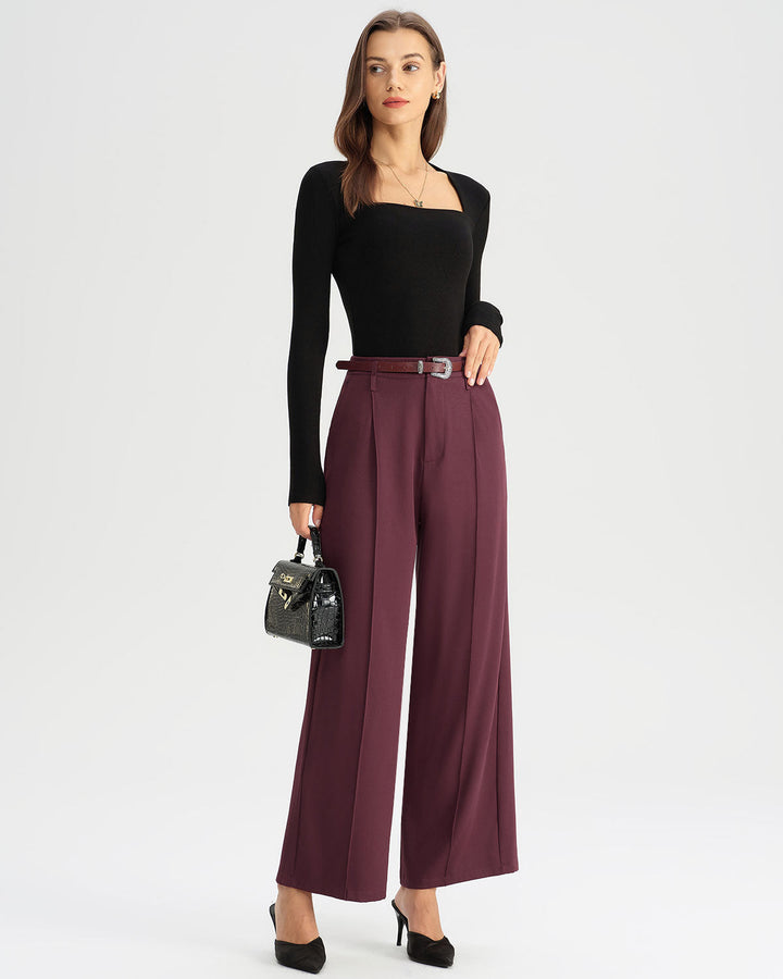 SALE | Wine Red Natural Waisted Casual Pants