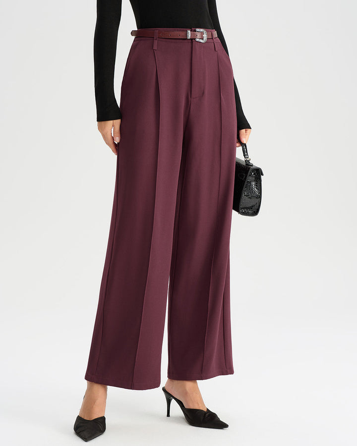 SALE | Wine Red Natural Waisted Casual Pants