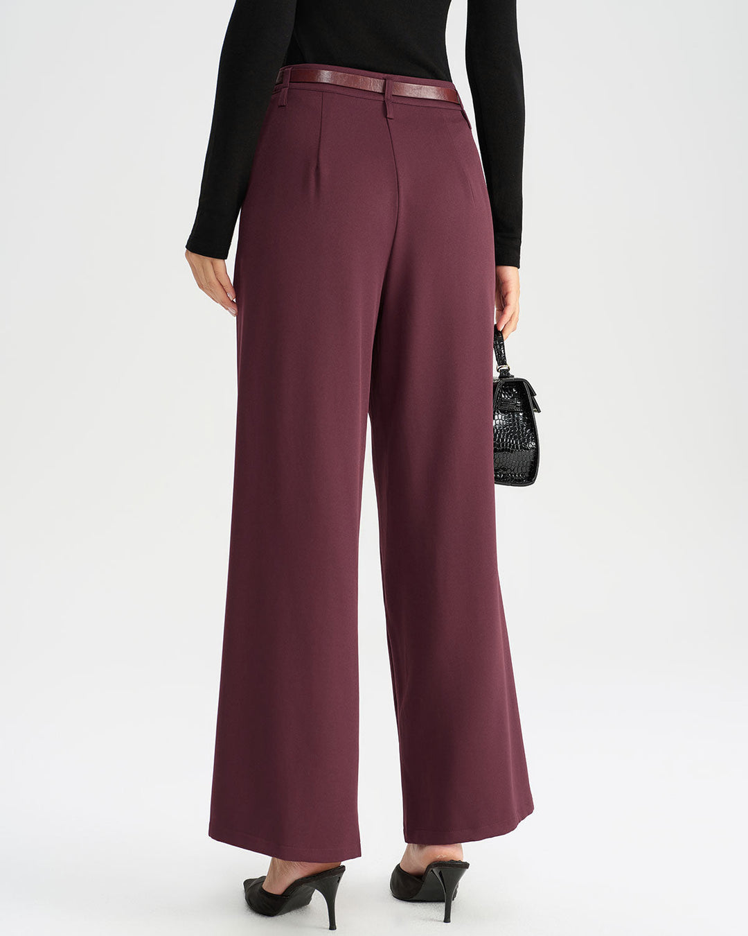 SALE | Wine Red Natural Waisted Casual Pants