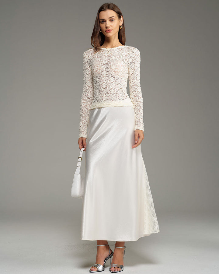 SALE | Beige Elastic Waist Natural Waisted Mermaid Skirt