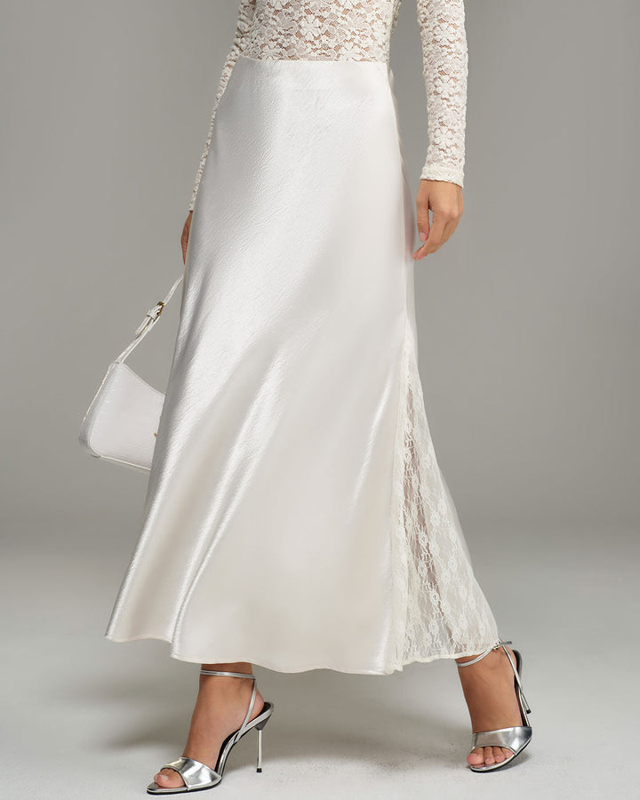 SALE | Beige Elastic Waist Natural Waisted Mermaid Skirt