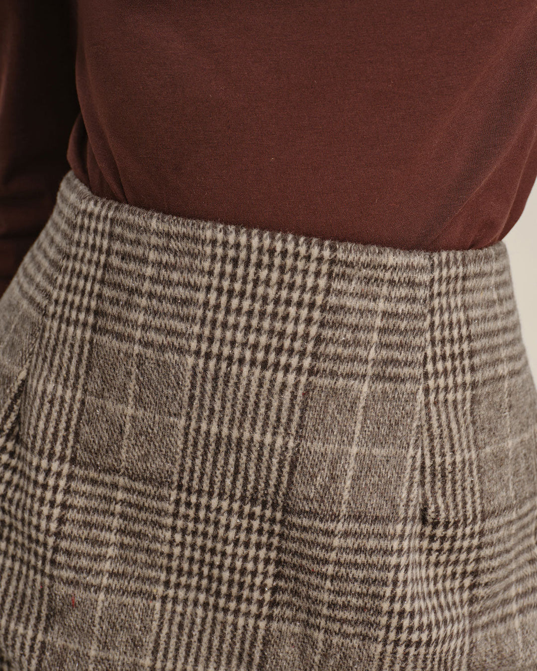 SALE | Brown Plaid Straight Mini Skirt