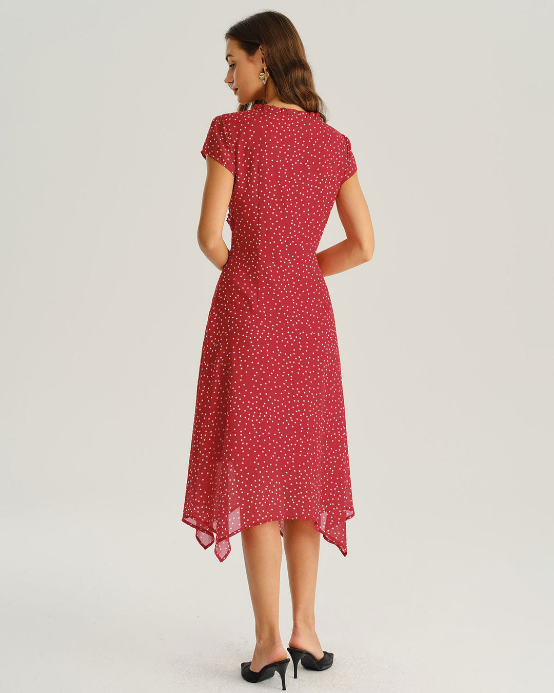 SALE | Red Polka Dot Cap Sleeve Midi Dress