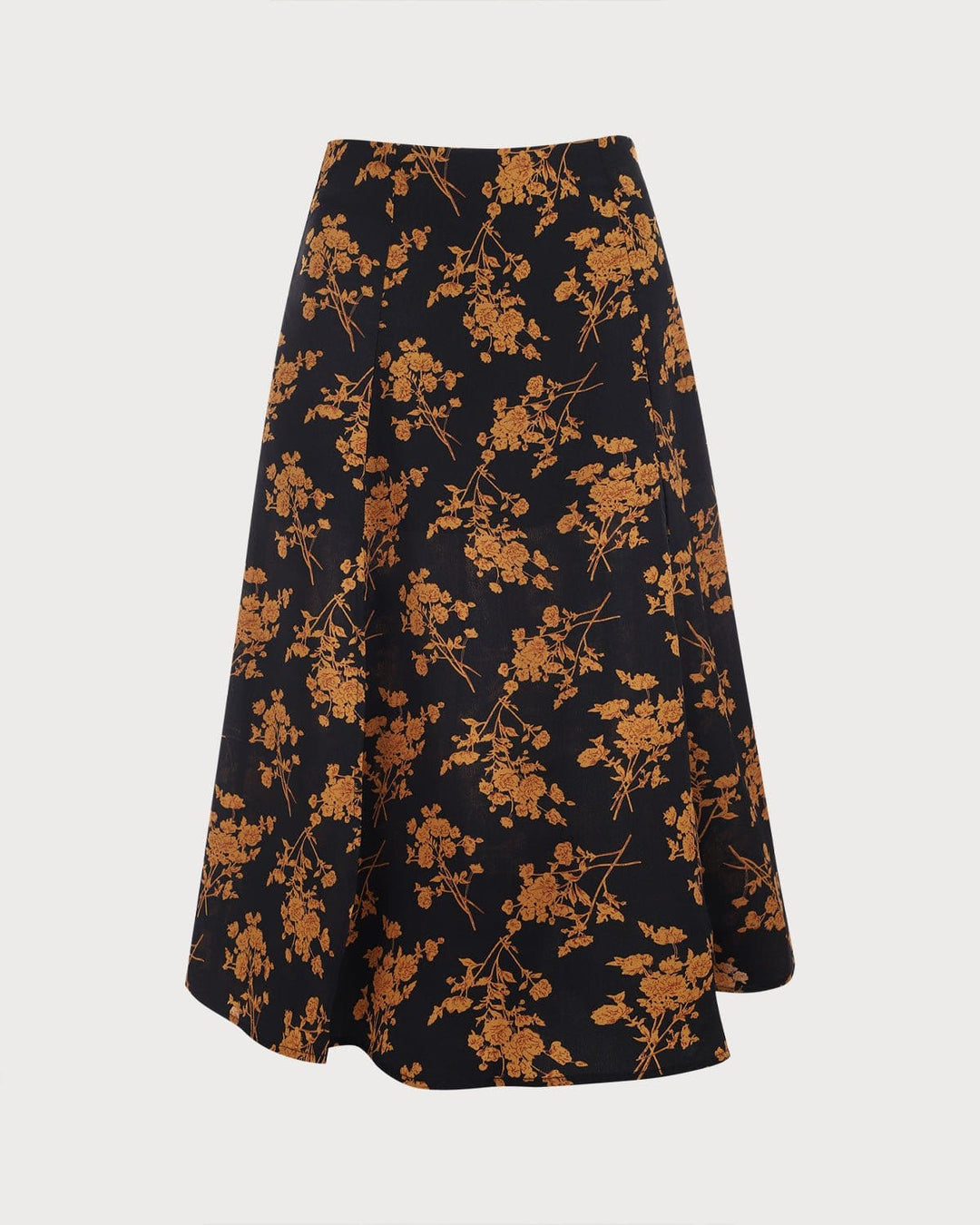 SALE | High-waisted flared skirt with an elegant floral slit