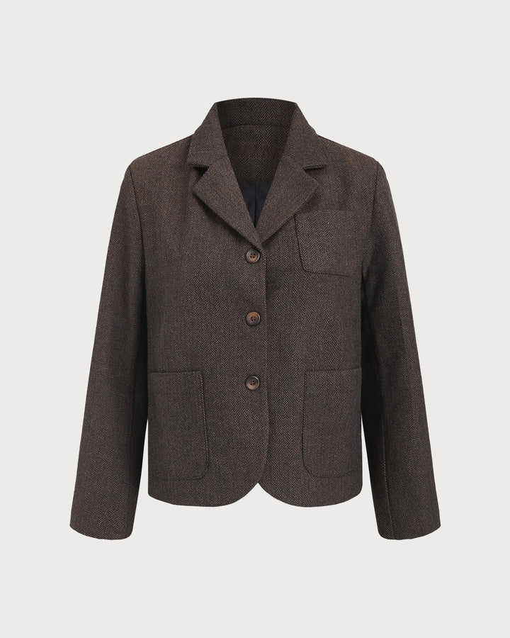 SALE | Coffee Single Breasted Blazer