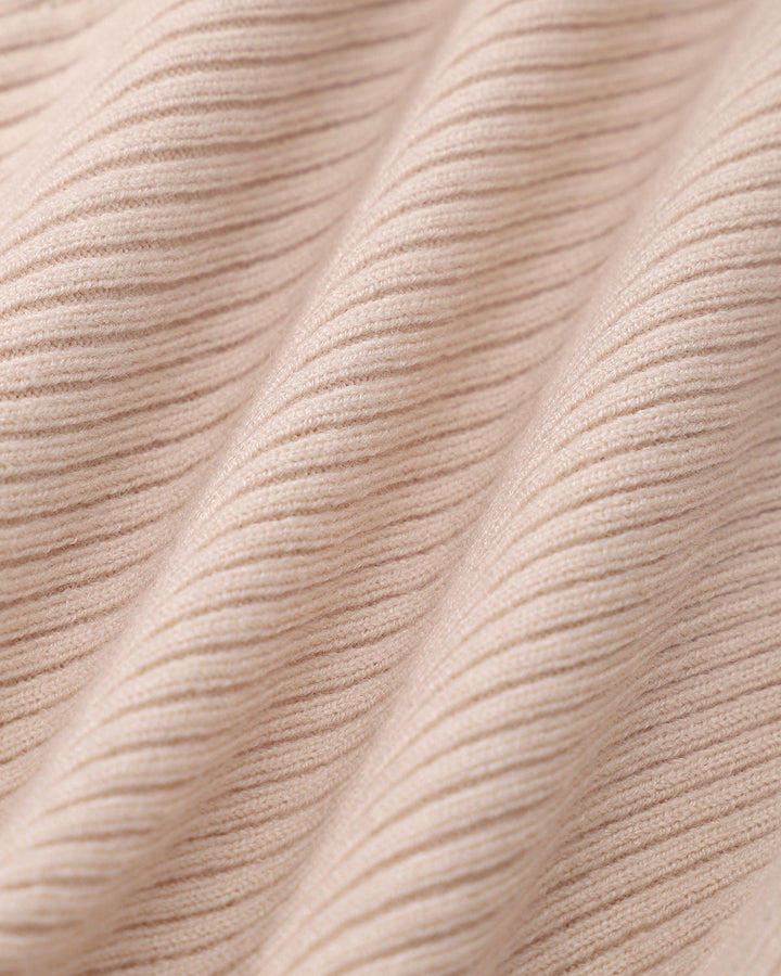SALE | Elegant apricot finish round knit T-shirt with button detailing