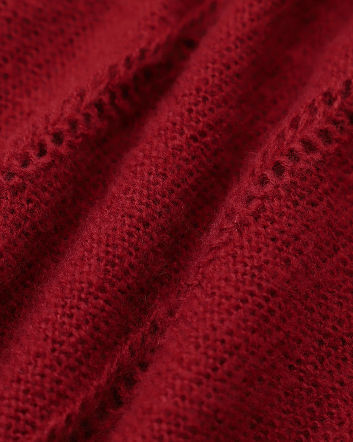 SALE | Red Lanterne Sleeve Cardigan with Single Buttons