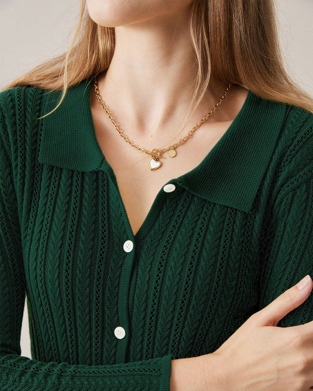 SALE | Green Ribbed Knit Slim Cardigan
