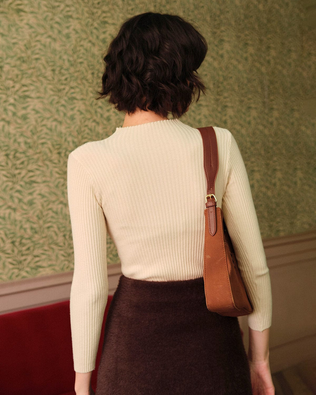 SALE | Chic Beige Mock Neck Ribbed Knit Top for a Casual and Stylish Look