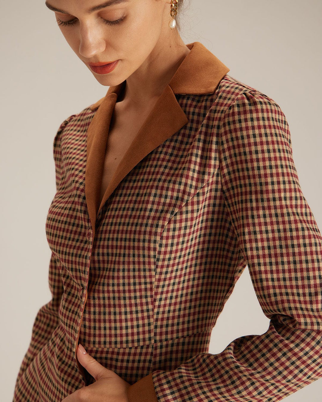 SALE | Mini Suede Plaid Dress with Blended Details