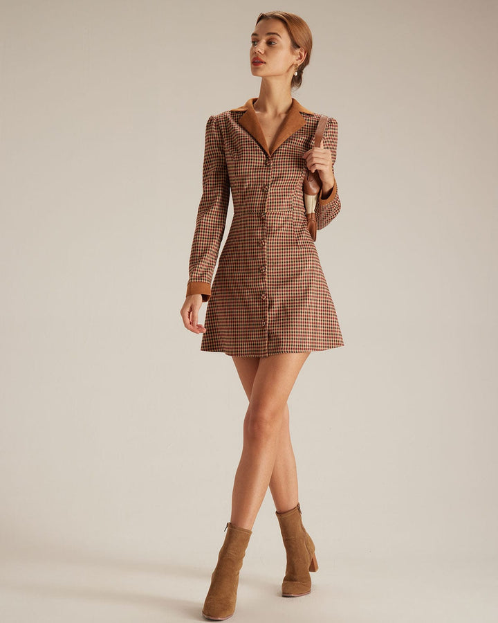 SALE | Mini Suede Plaid Dress with Blended Details